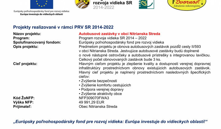 Fotka - Autobusové zastávky v obci Nitrianska Streda